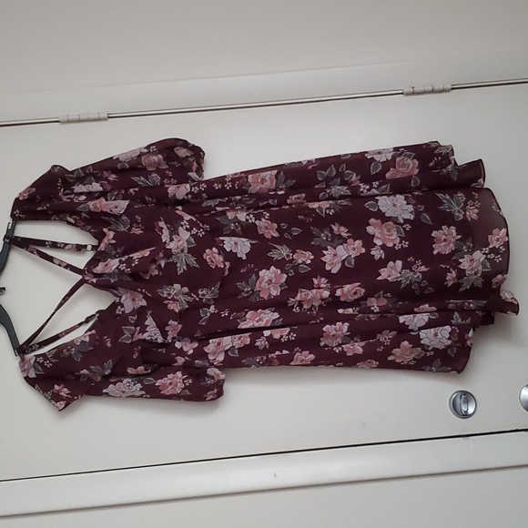 Torrid's Mini Challis Cold Shoulder Trapeze Dress - Picture 1 of 16